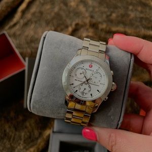 Silver white face Michele CX sport watch